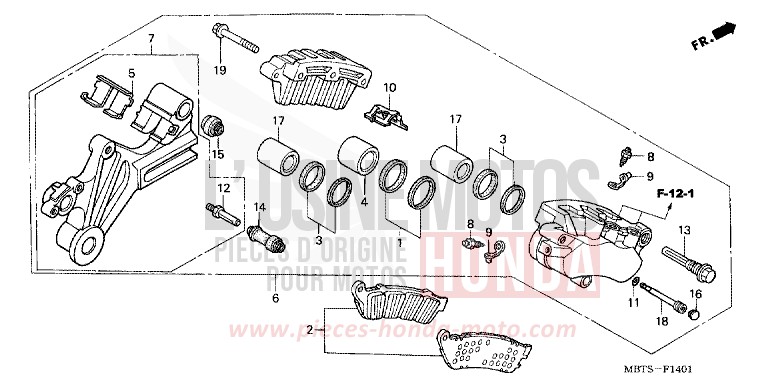REAR BRAKE CALIPER (XL1000VA) for Varadero ABS MUTE BLACK METALLIC (NH359) from 2005